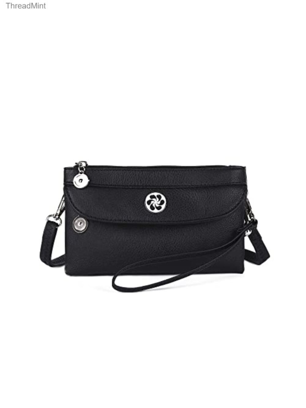 Women's Vegan Leather Crossbody Bag with Wristlet Strap Mini Purse